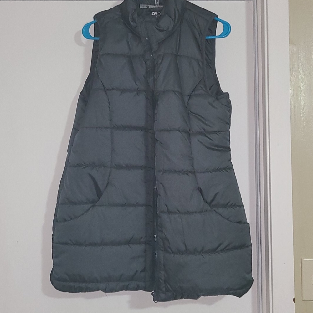 Long Gray Puff Vest